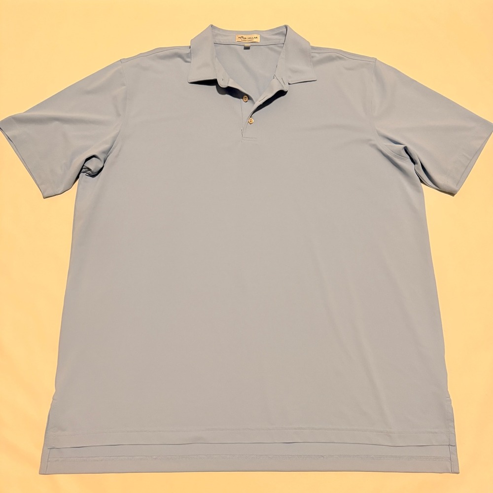 Peter Millar Polo Shirt Mens XL Blue Summer Comfort Stretch Short Sleeve Solid